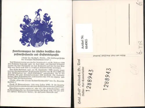 664965,Steinach a. Brenner Hotel Post Familienwappen