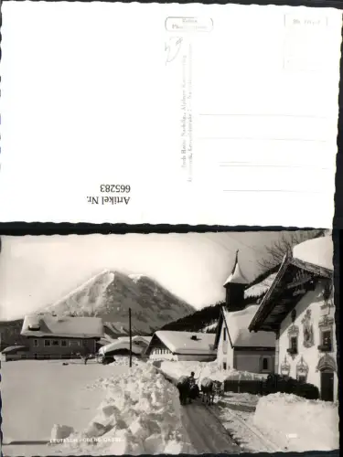 665283,Foto Ak Leutasch Obere Gasse i. Winter Kühe Rinder