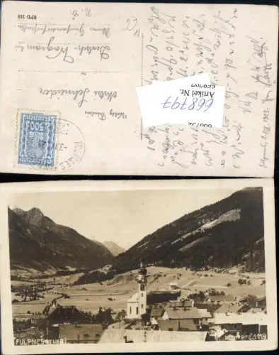 668797,Foto Ak Fulpmes Stubai Ansicht mit Kirche Bahnpost 298 Fulpmes Innsbruck