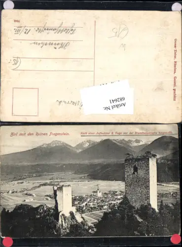 682641 Zirl m. Ruinen Fragenstein 8 Tage n. d. Brandkatastrophe
