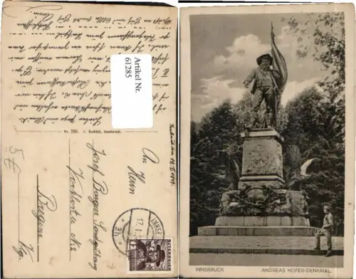 61285,Innsbruck Andreas Hofer Denkmal Soldat Berg Isel