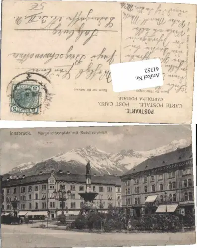 61352,Innsbruck Margarethenplatz Brunnen 1910