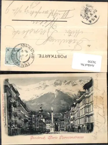 76350,Innsbruck Maria Theresienstrasse Strassenansicht 1900