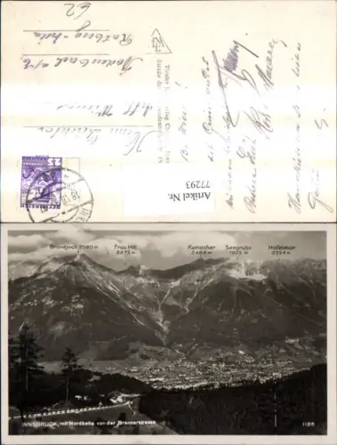 77293,Innsbruck m. Nordkette v. d. Brennerstrasse Gipfelkarte