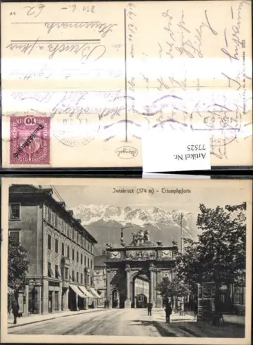 77525,Innsbruck Triumphpforte Strassenbahn Litfaßsäule