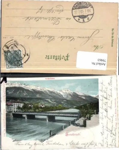 79463,Litho Innsbruck Innbrücke pub Klotz 5443 um 1900