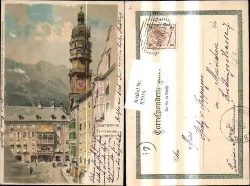 82910,Künstler Litho Innsbruck Stadtthurm Stadtturm Goldenes Dachl pub Ottmar Zieher 1218