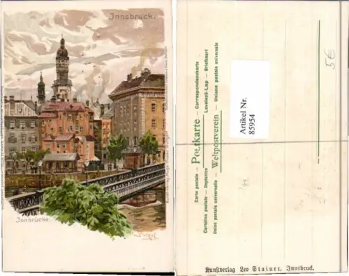 85954,Tolle Litho Innsbruck Innbrücke Otto Strützel signiert