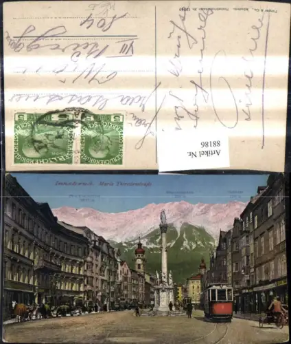 88186,Innsbruck Maria Theresienstrasse Annasäule Strassenbahn Linie 1 pub Purger Co 12249