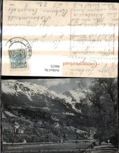 88672,Innsbruck Innpromenade m. Pension Kaiser Schloss Weiherburg u. Mariabrunn