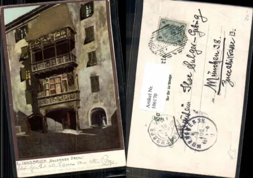 106170,Präge O. Zieher 2990 Heliocolorkarte Innsbruck Goldenes Dachl