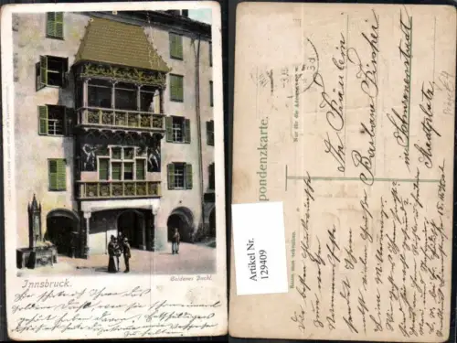 129409,Innsbruck Goldenes Dachl Präge AK pub Zieher Heliocolorkarte