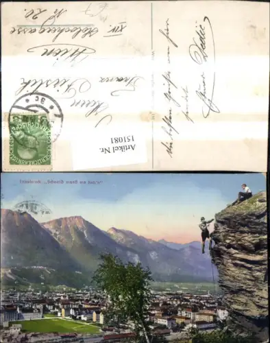 151081,Innsbruck Schneid muaß ma haben Bergsteifer Felswand