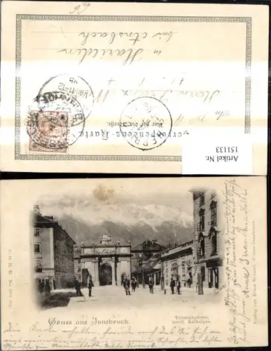151133,Gruss a. Innsbruck Triumphpforte nördl. Kalkalpen