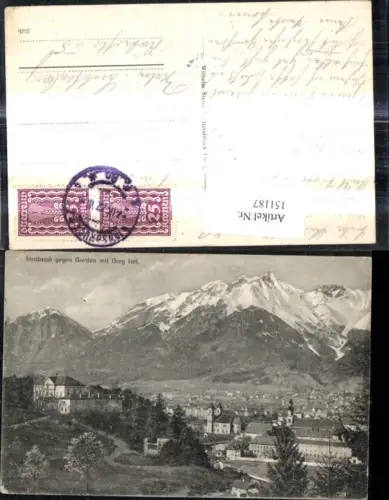 151187,Innsbruck geg. Norden m. Berg Isel