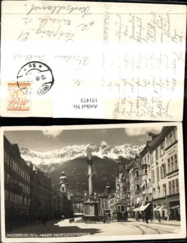 151473,Foto Ak Innsbruck Maria Theresienstraße Strassenbahn Annasäule Automobil