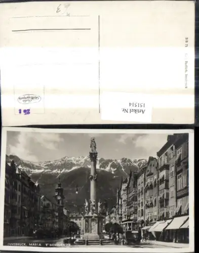 151514,Foto Ak Innsbruck Maria Theresienstraße Strassenbahn Linie 2 Annasäule
