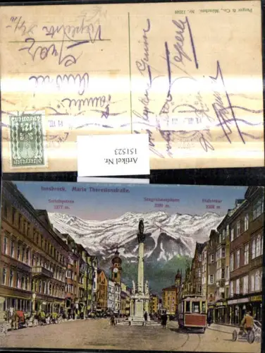 151523,Innsbruck Maria Theresienstraße Strassenbahn Annasäule Gipfelkarte pub Purger Co 12249