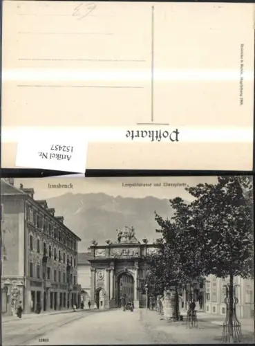 152457,Innsbruck Leopoldstrasse u. Ehrentor Strassenansicht Kutsche Gleise