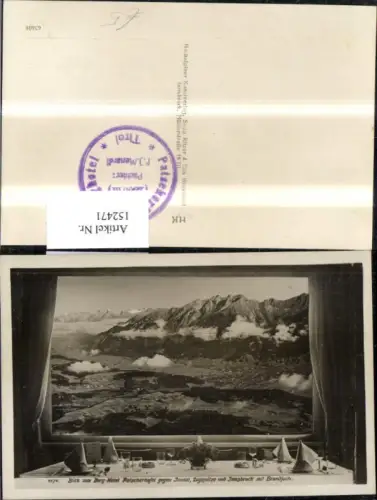 152471,Innsbruck Blick v. Berghotel Patscherkofel geg. Inntal Zugspitze Innsbruck Brandjoch Fenster Tisch