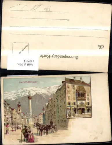 152503,Innsbruck Litho Maria Theresienstrasse Kutsche Personen