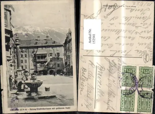 152541,Innsbruck Herzog Friedrichstrasse m. Goldenes Dachl Brunnen 1922