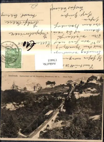 174415,Innsbruck Drahtseilbahn auf d. Hungerburg Mariabrunn Obere Partie