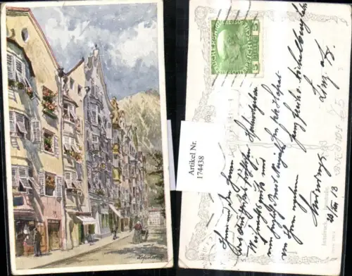 174438,Innsbruck Künstler AK E.F. Hofecker Ortsansicht