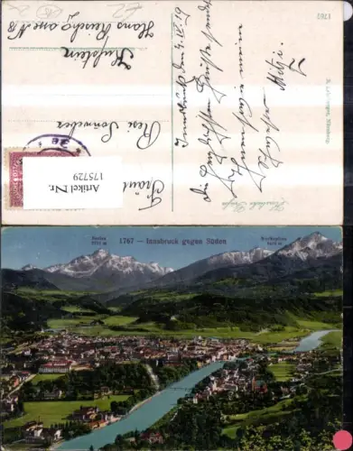 175729,Innsbruck geg. Süden m. Gipfelkarte