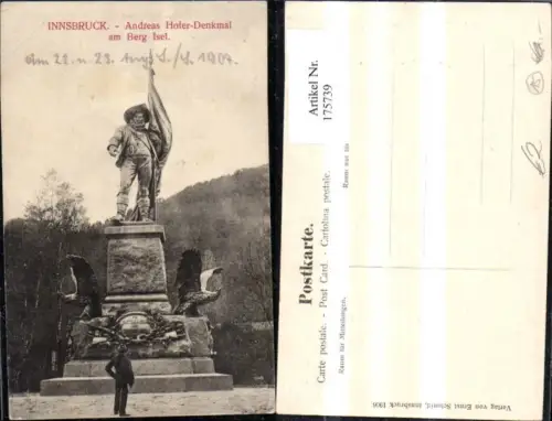 175739,Innsbruck Andreas Hofer Denkmal a. Berg Isel Statue m. Mann