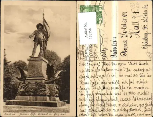 175758,Innsbruck Andreas Hofer Denkmal a. Berg Isel Statue