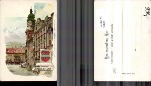 184985,Innsbruck Litho Herzog Friedrichstrasse Goldenes Dachl Goldverzierung
