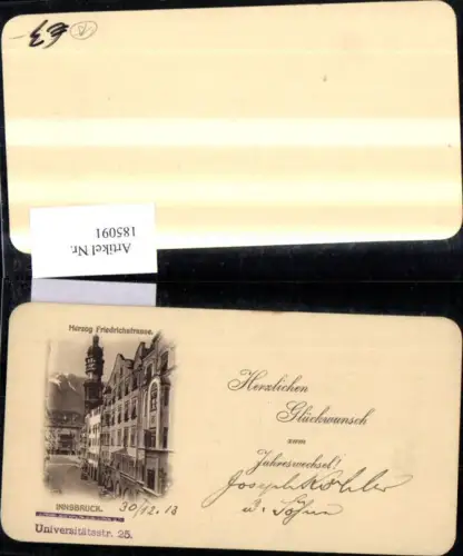 185091,Innsbruck Herzog Friedrichstrasse Herzlichen Glückwunsch z. Jahreswechsel 1913