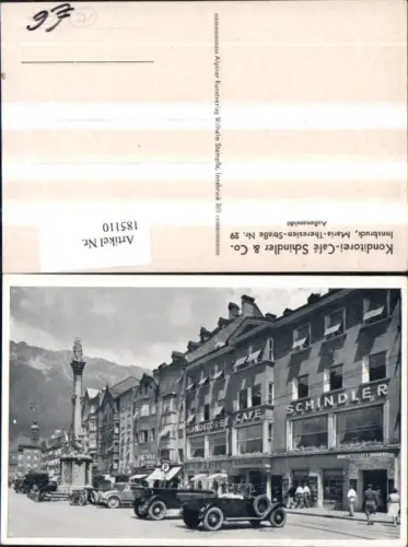 185110,Innsbruck Konditorei Cafe Schindler Co Maria Theresienstrasse 29 Außenansicht Auto VW Käfer