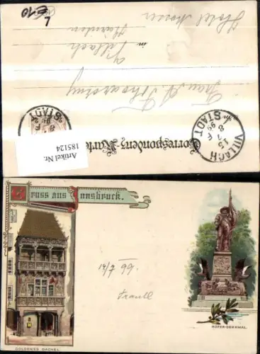 185124,Innsbruck Litho Goldenes Dachl Hofer Denkmal Goldverzierung