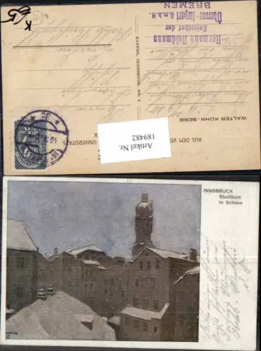 189482,Künstler AK Walter Kühn Innsbruck Stadtturm im Schnee