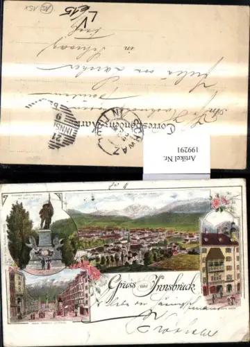 199291,Litho AK Innsbruck Totale Goldene Dachl Hofer-Denkmal Maria-Theresia-Straße pub Moch e Stern 305