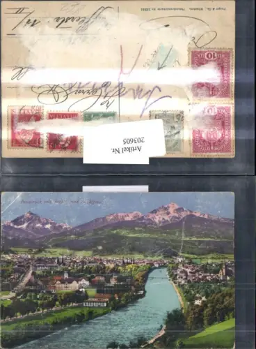 Innsbruck Totale m. Serles u. Nockspitze pub Purger e Co 1224 3 Länder Mischfrankatur