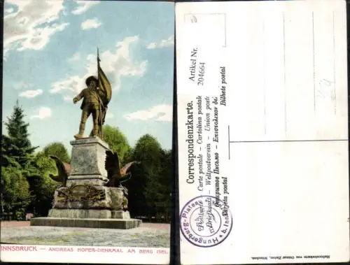 204664,Innsbruck Andreas Hofer Denkmal a. Berg Isel pub Ottmar Zieher