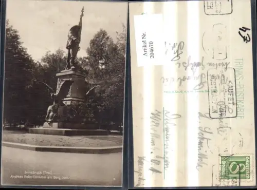 204670,Innsbruck Andreas Hofer Denkmal a. Berg Isel Statue Denkmal