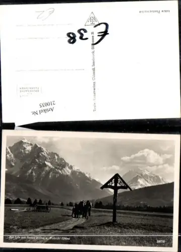 210035,Innsbruck Foto Ak Igls m. Serles u. Habicht Kreuz Pferdekutsche i. Vordergrund