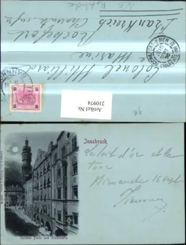 210974,Mond Litho AK Innsbruck Goldnes Dachl u. Stadtturm pub Stengel e Co 2323