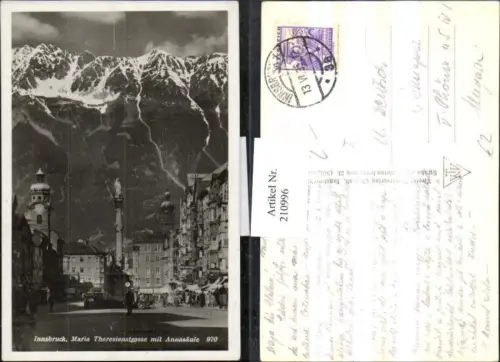 210996,Innsbruck Maria Theresienstraße m. Annasäule Straßenansicht