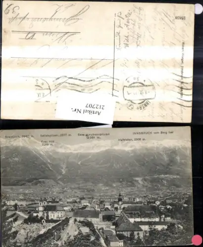 212707,Innsbruck Totale v. Berg Isel m. Alpen Brandjoch Sattelspitzen Frau Hitt Hafelekar Seegrubenspitze