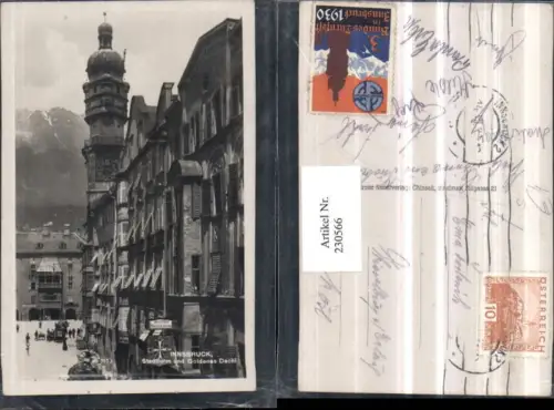 230566,Innsbruck Stadtturm u. Goldenes Dachl Briefmarke 3. Bundesturnfest Innsbruck 1930