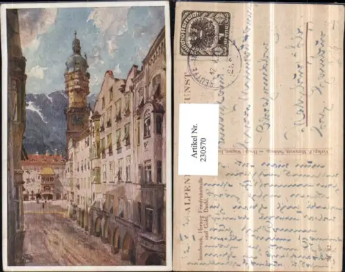 230570,Künstler AK Ruep Innsbruck Herzog Friedrichstraße u. Goldenes Dachl