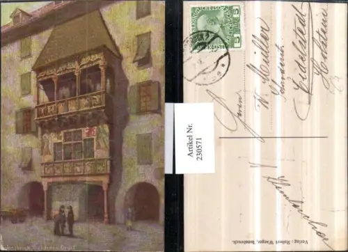 230571,Künstler Präge AK Anton Hofer Innsbruck Goldenes Dachl