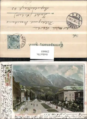 230603,Litho AK Gruß aus Innsbruck Rennplatz Straßenansicht