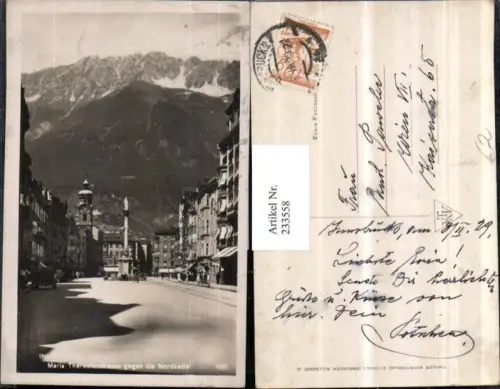 233558,Innsbruck Maria Theresienstraße Straßenansicht geg. d. Nordkette Annasäule