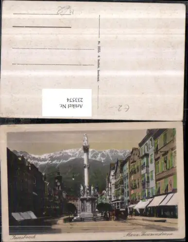 233574,Innsbruck Maria Theresienstraße Straßenansicht Anna-Säule Straßenbahn Mühlau Geschäfte